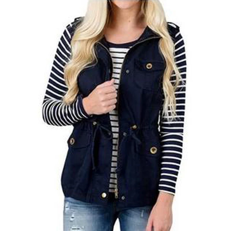 Женский жилет в стиле сафари армейский топ со шнурком и карманами | Женская