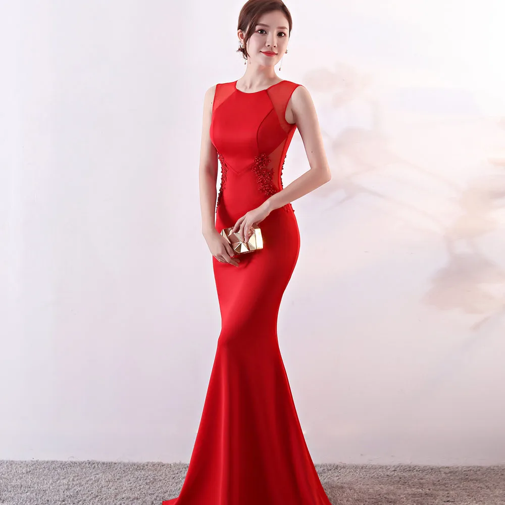 Роскошное женское сексуальное облегающее вечернее платье макси с вышивкой