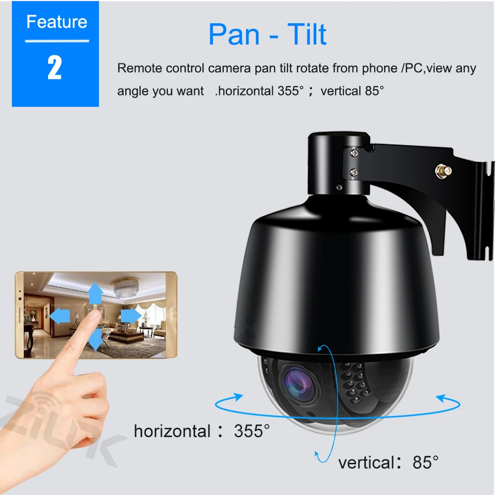 ZILNK Full HD 1080P скоростная купольная IP камера для улицы PTZ 2,7-13,5 мм Автофокус 5x зум IP66 водонепроницаемый Onvif H.264 Wifi беспроводной