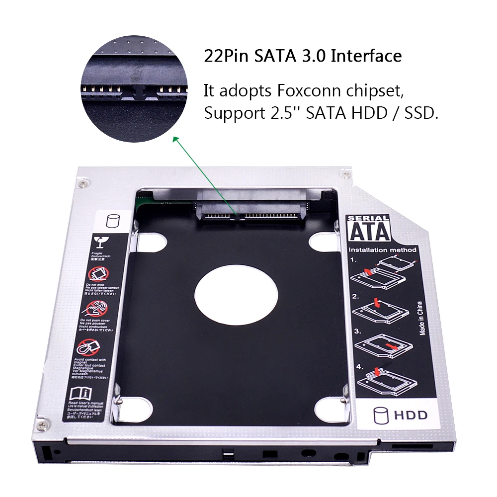CHIPAL высокое качество Алюминий 2nd HDD Caddy SATA в PATA IDE 12 7 мм для 2 5 &quotSSD корпус ноутбука