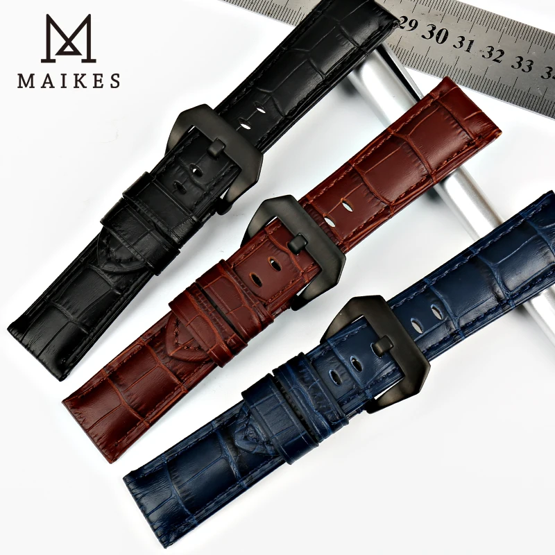 Ремешок MAIKES из натуральной кожи для наручных часов Аксессуары стальная пряжка