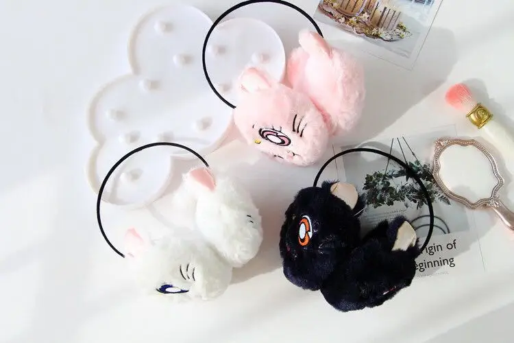 3 цвета аниме Сэйлор Мун Луна Кот Kawaii игрушка унисекс плюшевые наушники Мягкий Зима Осень теплые наушники бренд