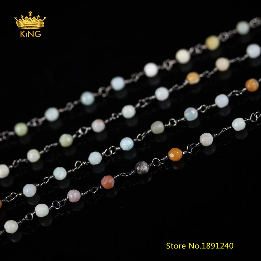 5 метров ограненные круглые бусины из натурального амазонита фурнитура для