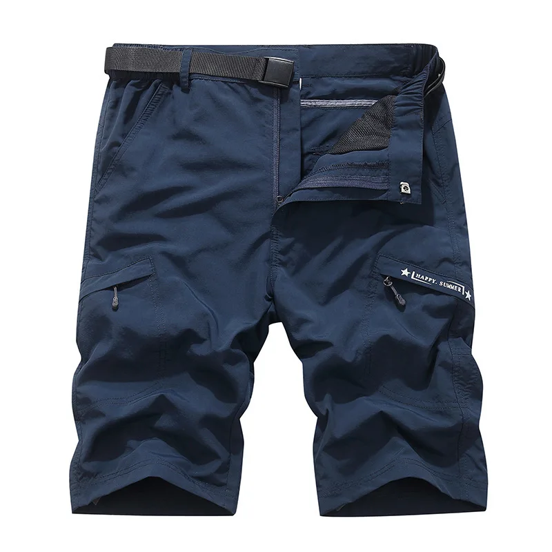 dark blue Уличные мужские хлопковые дышащие пляжные шорты, быстросохнущие водонепроницаемые тактические шорты для мужчин, для пеших прогулок, рыбалки, трекинга, шорты 5xl - Цвет: dark blue