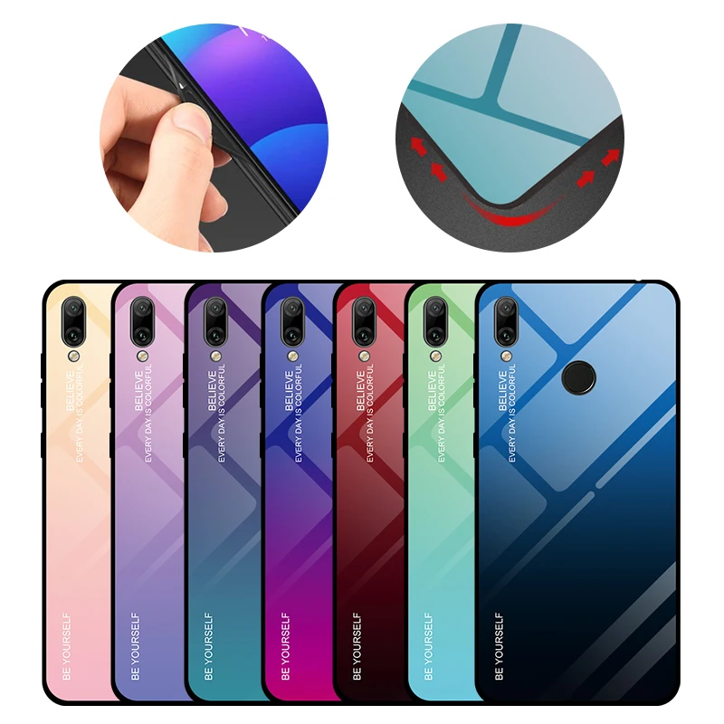 Чехол из закаленного стекла с градиентом для huawei Y7 Prime Y7PRIME DUB-LX1 Y7 Pro DUB-LX2, жесткий чехол для телефона с полным покрытием