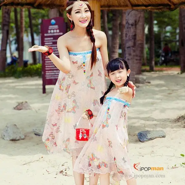 Новинка 2015 года платье для мамы и дочки с цветочным рисунком в народном стиле