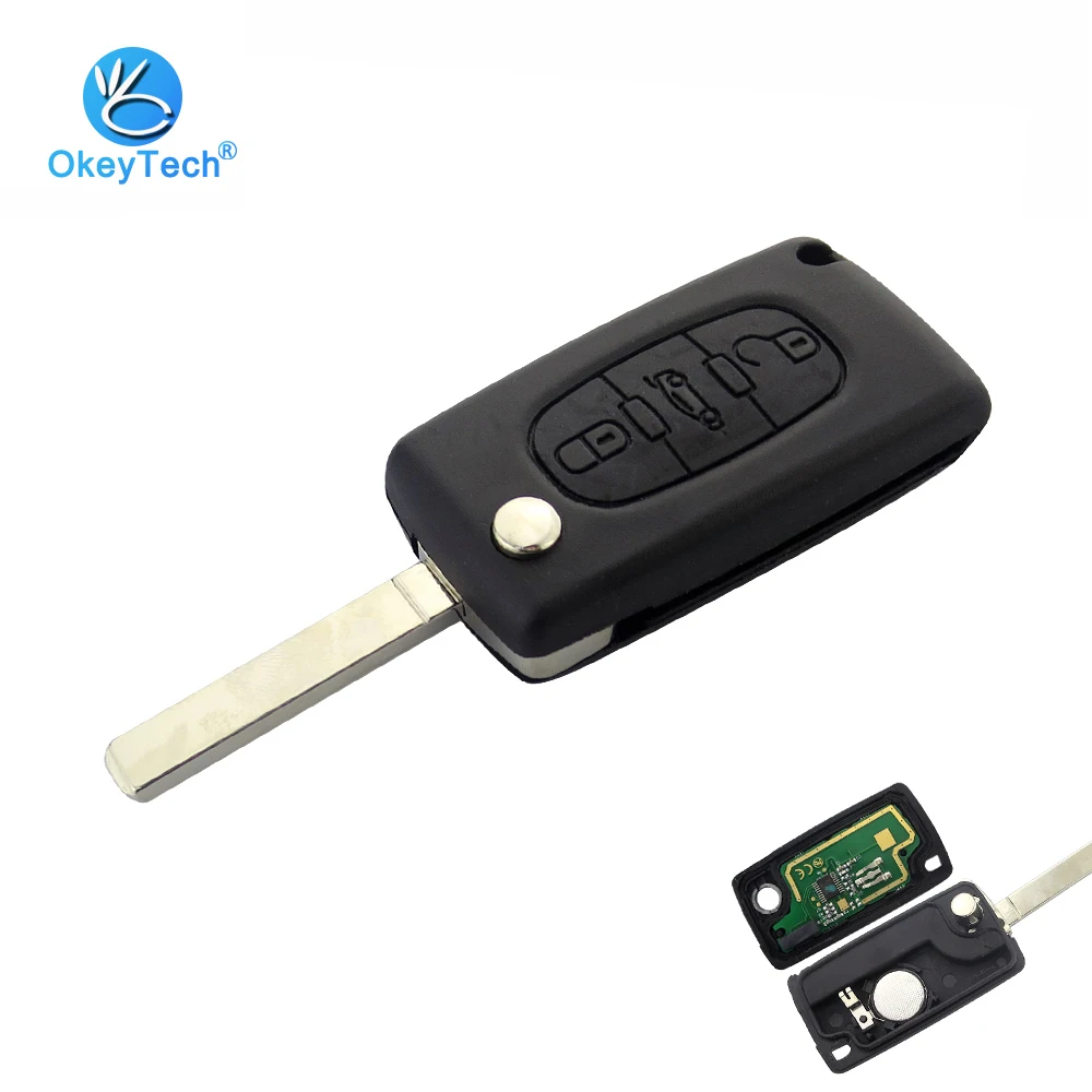 OkeyTech CE0536 3 кнопки раскладной 433 МГц ID46 PCF7961 чип VA2 Blade дистанционный ключ для Peugeot 407