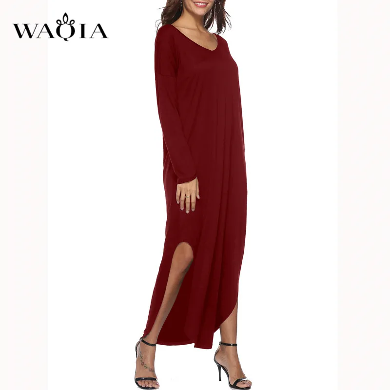 Waqia/2018 женское летнее платье большого размера хлопковое длинное с длинным
