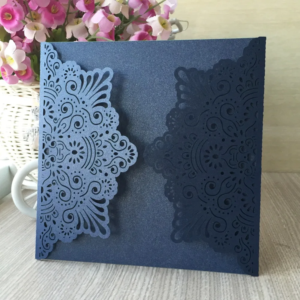 

35pcs NEw Laser Cut Ocean Beach Shell pattern Wedding Invitations Cards Elegant Birthday Greeting Card Kits Party Decoration