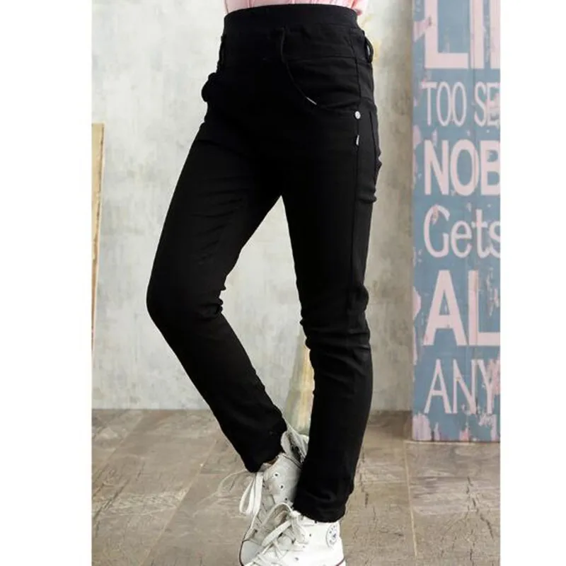 black girls pants Новые модные повседневные весенне-осенние узкие штанишки карамельного цвета для маленьких девочек, детские леггинсы, штаны для девочек, детские брюки JW1134 - Цвет: black girls pants
