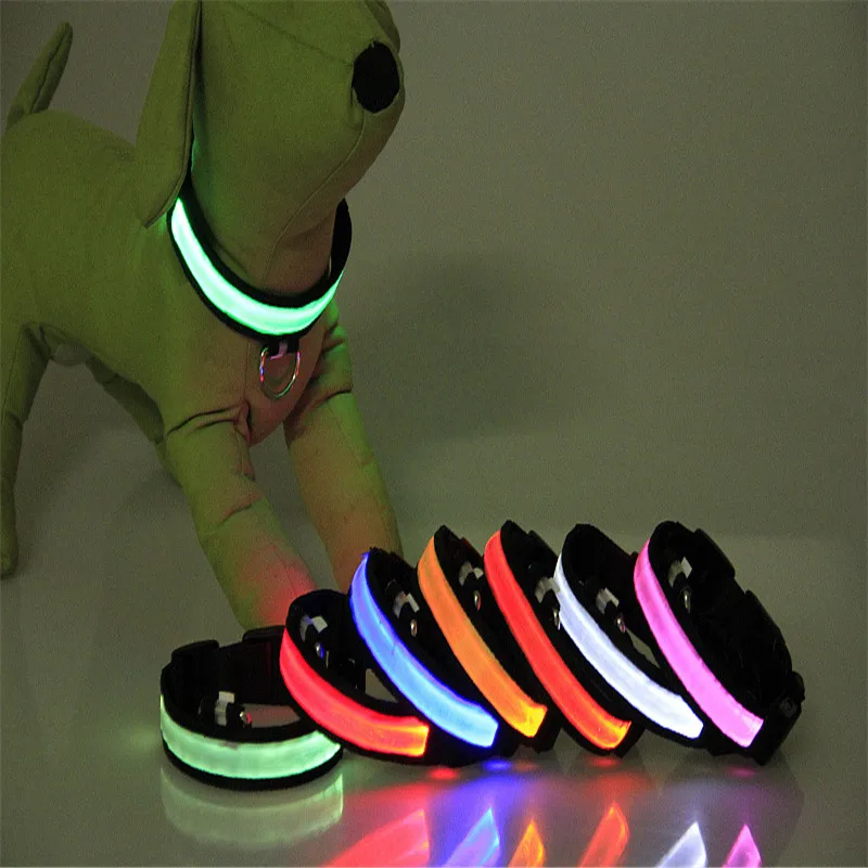 Красочный СВЕТОДИОДНЫЕ Нейлона Pet Ошейник Ночь Безопасности Светодиодные-до