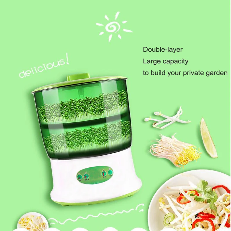 Цифровой домашний DIY Sprouts Bean Maker 2 слоя автоматический Электрический Germinator семян