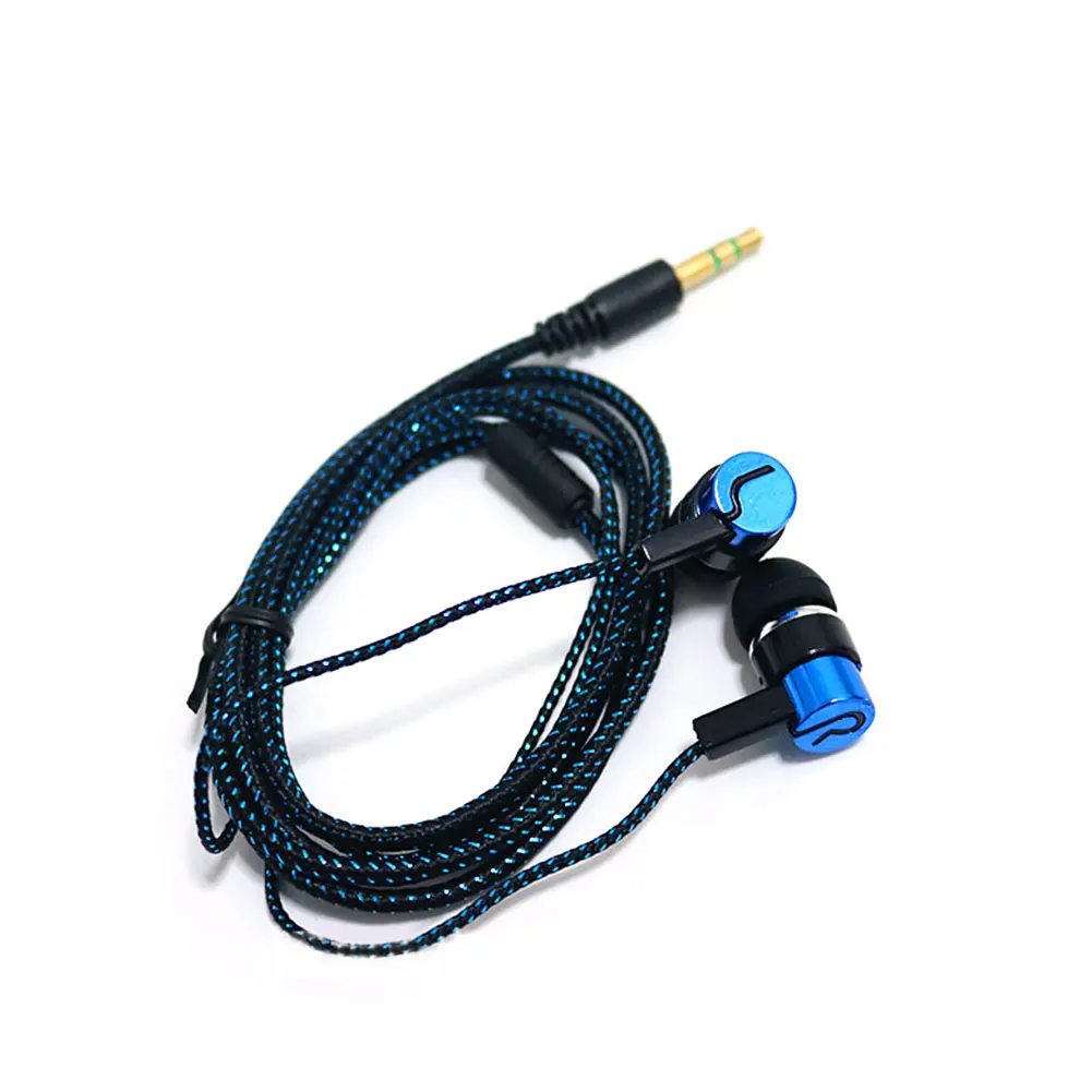 blue Спортивные стандартные стерео наушники-вкладыши Roping 1,2 м отражающая тканевая линия - Цвет: blue