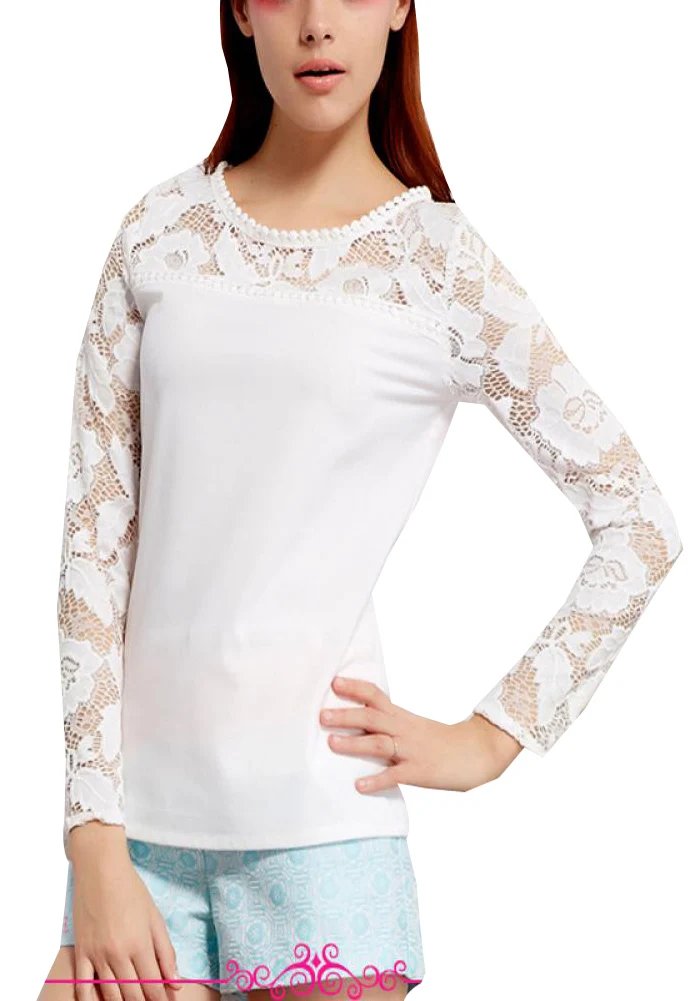 Lace shirt Long Sleeve Shirt Small lace top chiffon blouse|blouse green|blouse satinblouse dress |