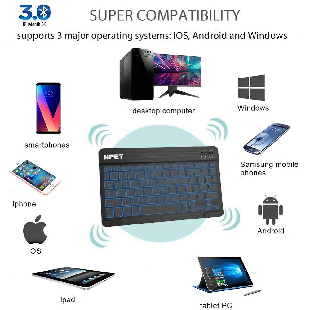 Беспроводная Bluetooth-клавиатура для телефона планшета iPad iPhone IOS Android Windows
