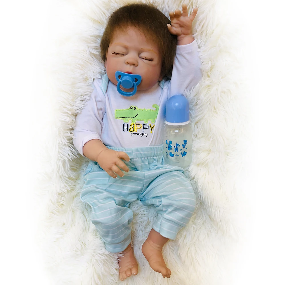 Дети bebe мальчик Reborn Детская кукла виниловая силиконовая боди 55 см Реалистичная