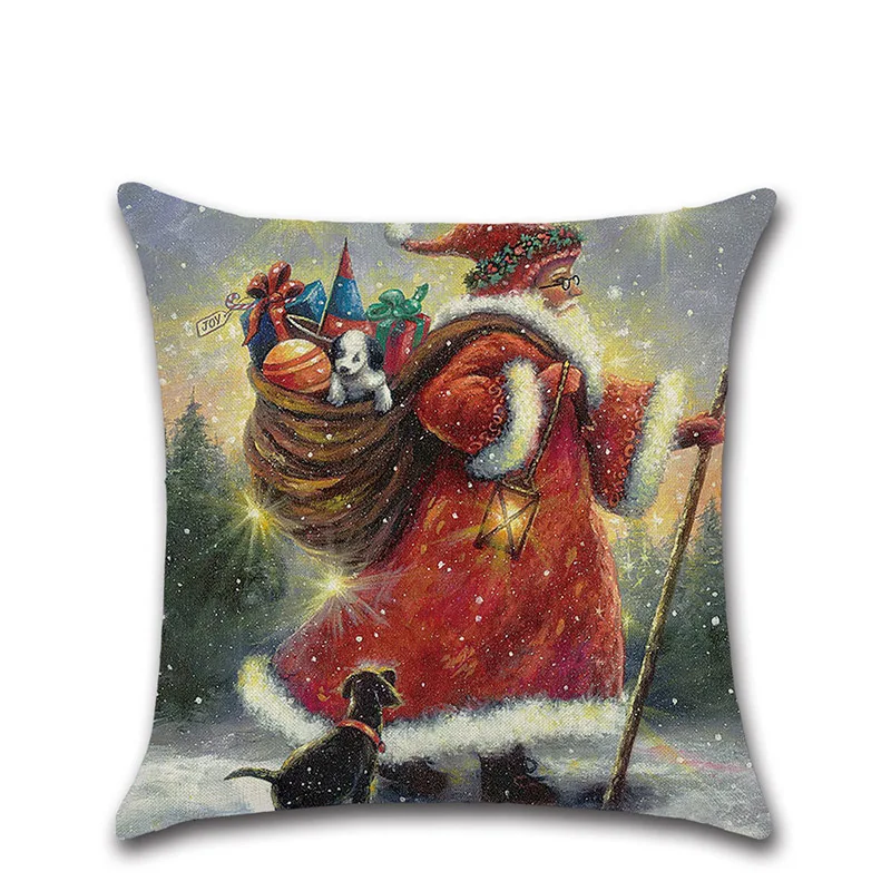 Наволочка из хлопка и льна для рождественской серии 2 шт. чехол подушки с защитой