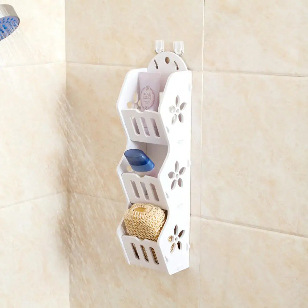 Креативный полый Цветочный подвесной стеллаж для ванной комнаты трехуровневый
