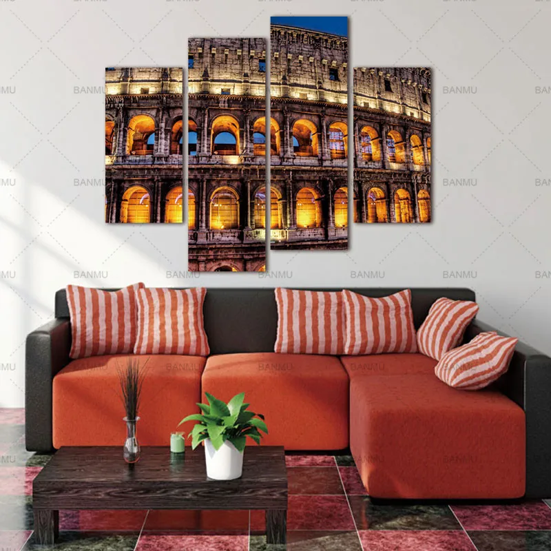 Современная Настенная картина 4 шт. римская цветная для строительства дома
