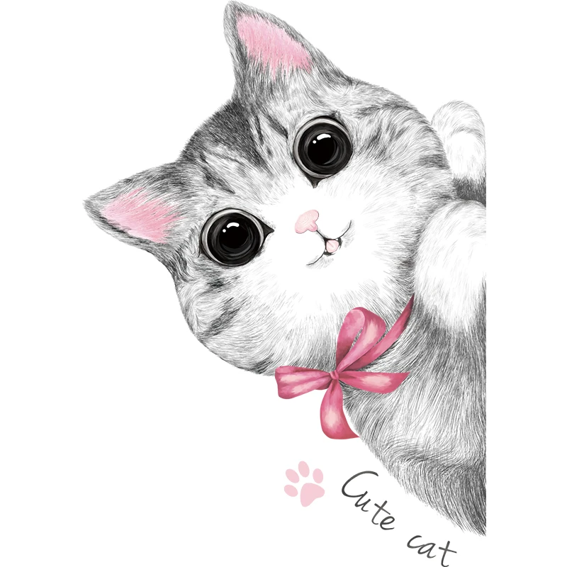 Kawaii стикер на стену с кошкой для детской комнаты детская спальня гостиная дверь