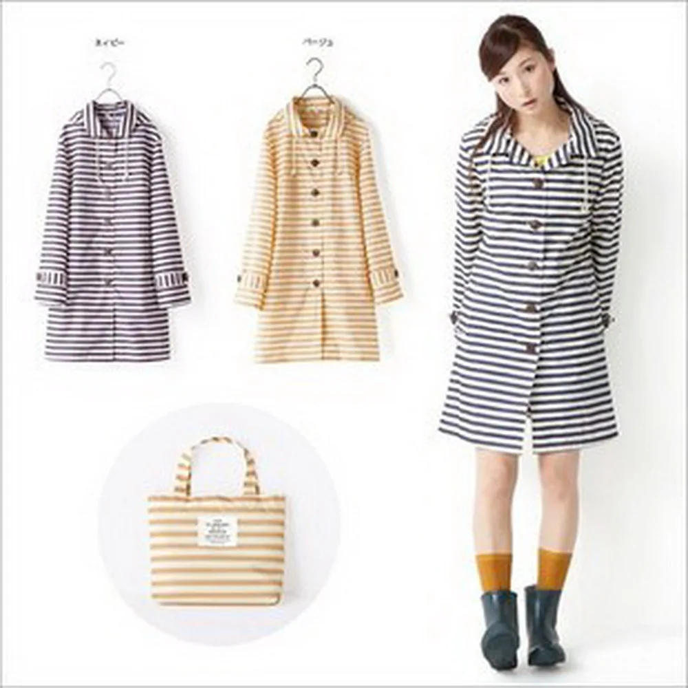 Japan and South Korea style light lovely tourist outdoor fashion women's raincoat mariner series of fine stripes JJ-SYYY34 | Дом и сад