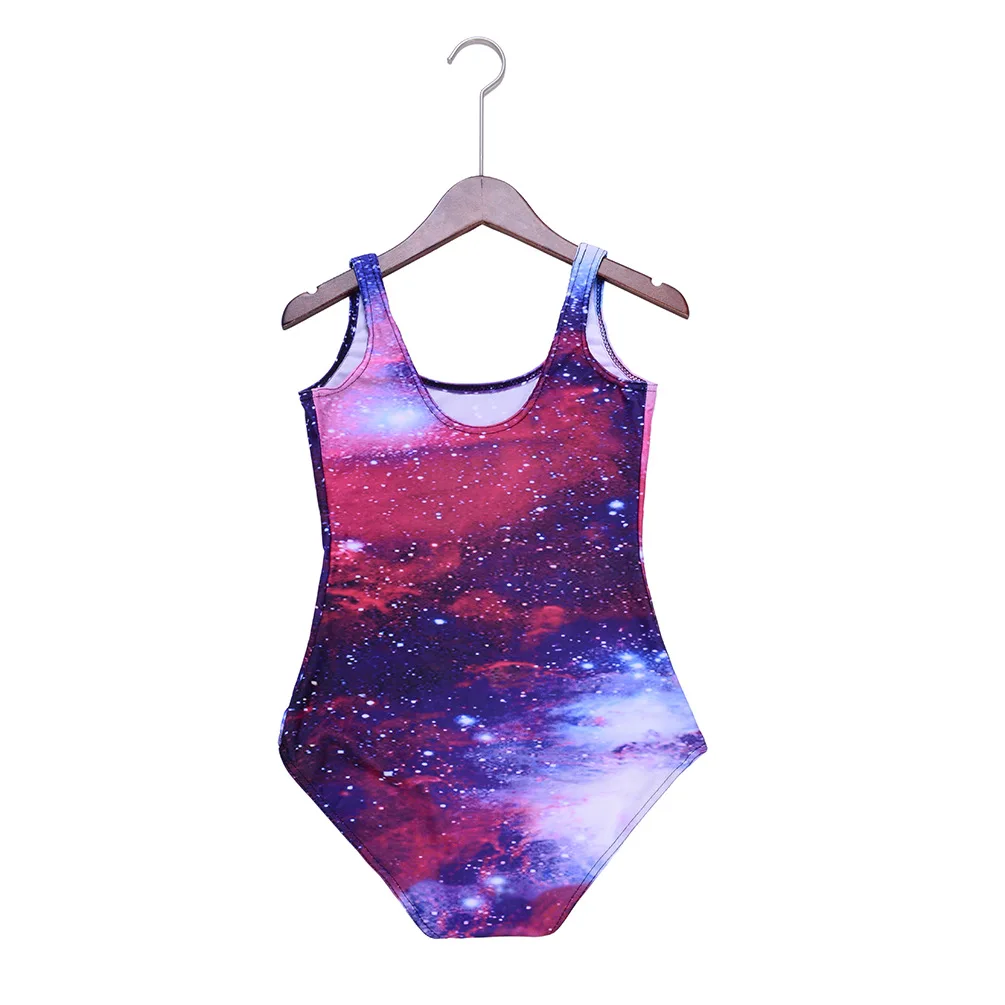 Красный космический Галактический принт цельный купальник Летний сексуальный
