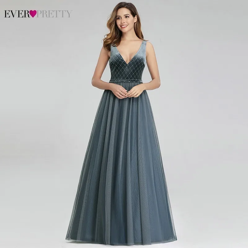 Ever Pretty Dusty Blue подружки невесты платья трапециевидной формы с v-образным вырезом без рукавов платья с блестками для свадебное праздничное платье demoiseur D'honneur