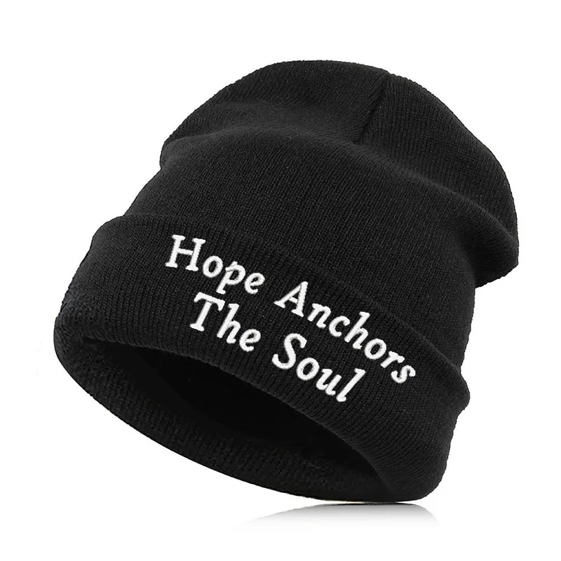 Beanie шляпа Skullie шапка, вязаная шапка-носок зима-осень вышивка лозунг девиз слова в стиле панк Для мужчин Для женщин для мальчиков и девочек для уличных танцев