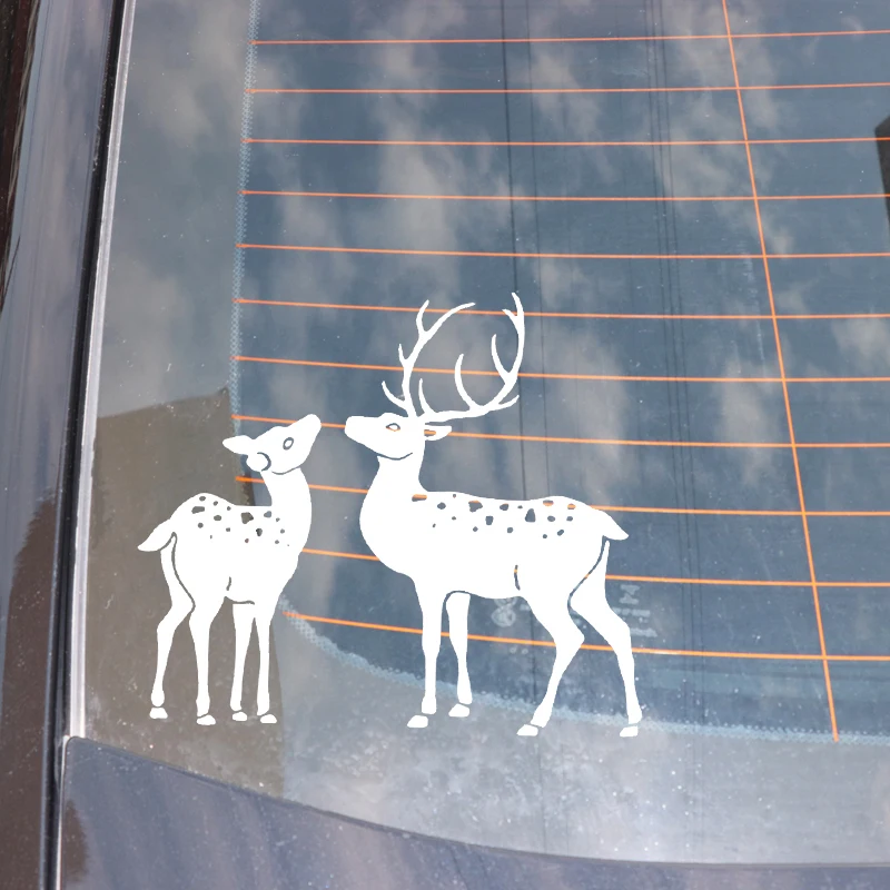 

YJZT 17.6CM*15.2CM Sika Deer Creative Decoration Car Trunk Vinyl Decal Accessories Car Sticker Black/Silver C4-1975