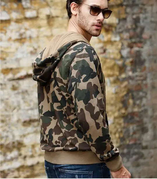 2017 новый высокая лидер green мужская с капюшоном Толстые камуфляж мода Тонкий