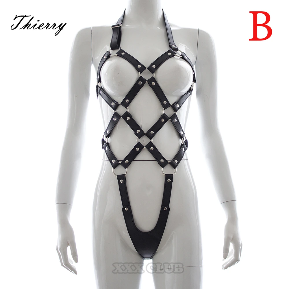 Тьерри взрослые игры Женский Фетиш кожа тело упряжь клетка королева бондаж firlting