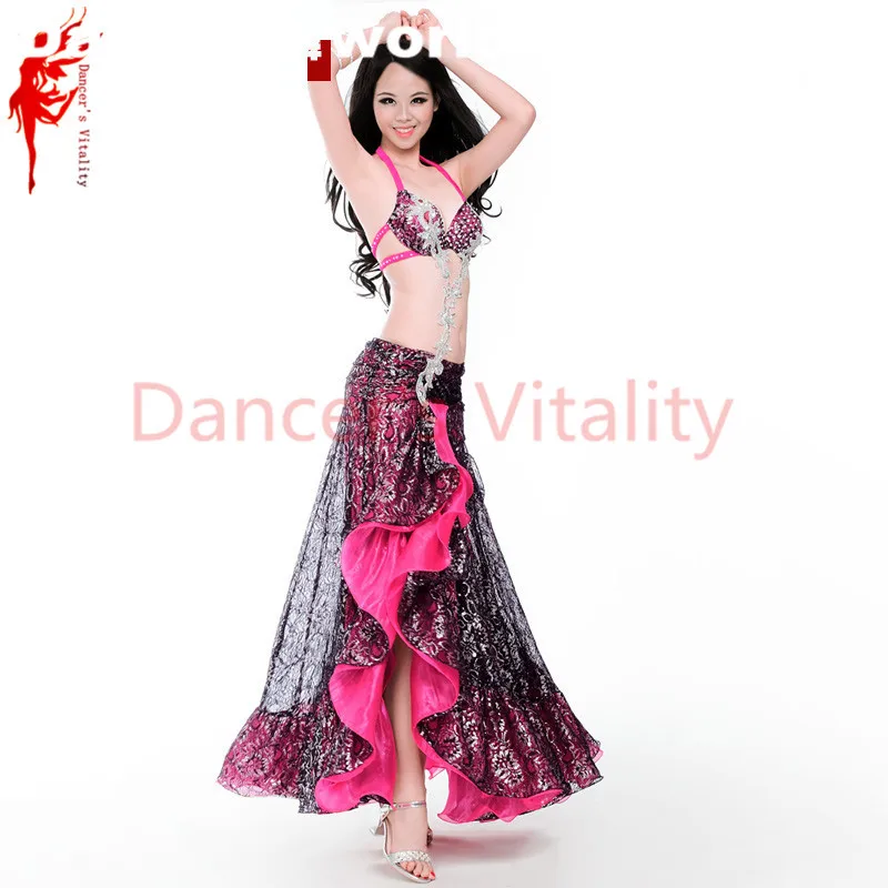 2017 Женский костюм для танца живота бюстгальтер декорированный камнями + атласная