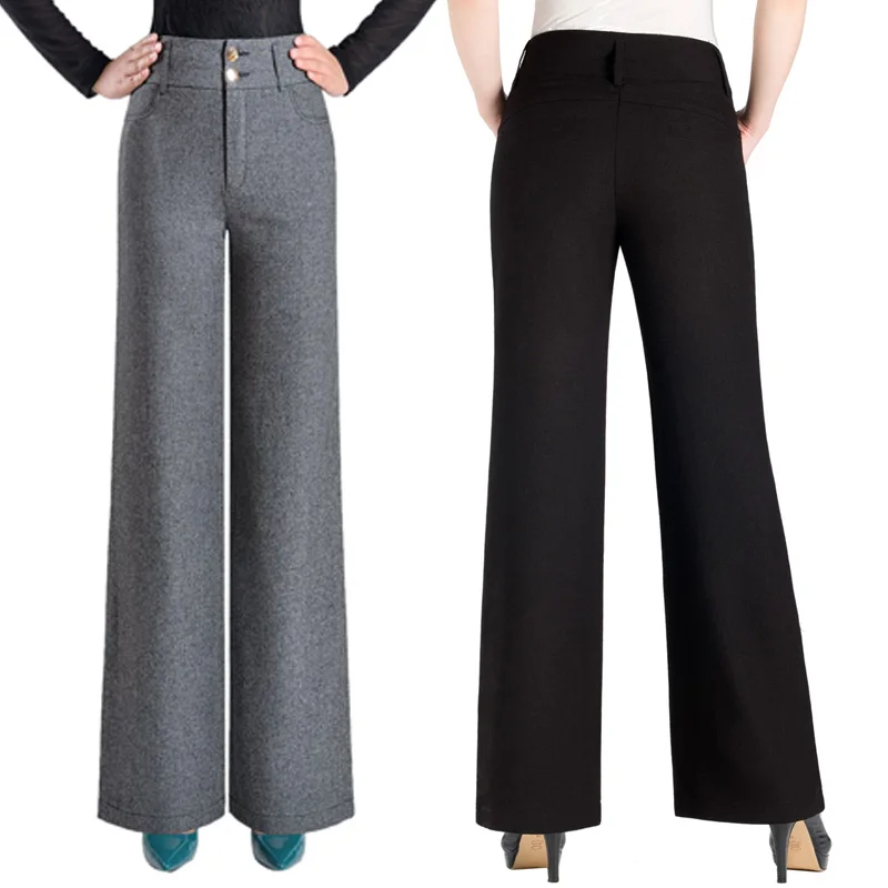 Женские брюки с высокой талией свободные широкие большого размера на весну и