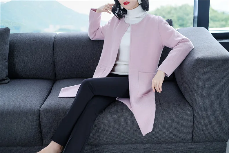 XJXKS abrigos mujer invierno новые модные простые женские шерстяные пальто шерстяное вязаное повседневное женское пальто-кардиган