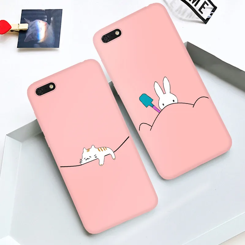 Розовый силиконовый чехол для Huawei Honor 7A 5 45 &quot милый мультяшный мягкий TPU телефона