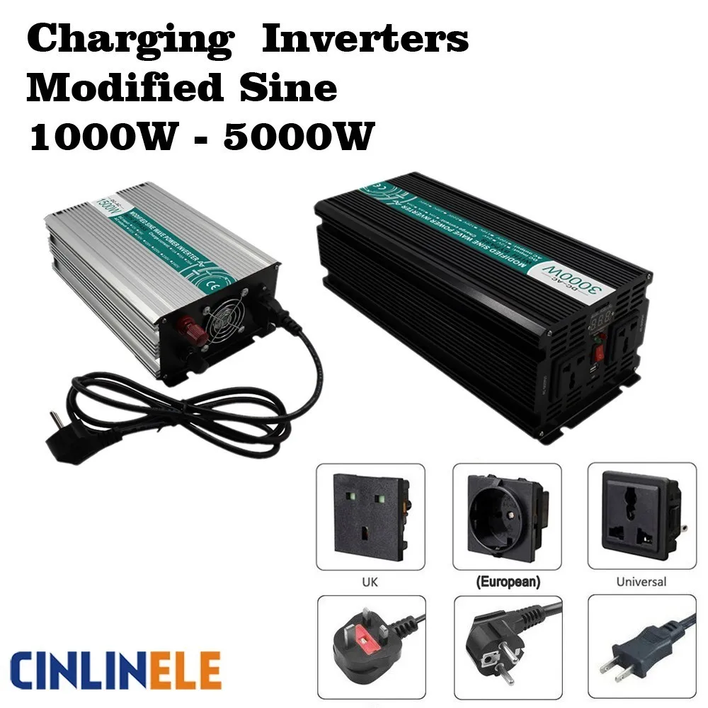

Smart Charger Modified Sine Wave Inverter 1000W - 5000W DC 12V 24V 48V to AC 110V 220V 1500W 2000W 3000W 4000W Solar Power Car