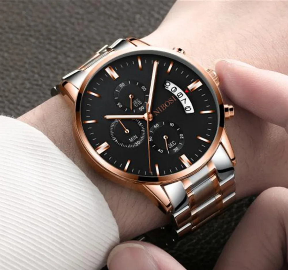 Часы наручные мужские кварцевые под розовое золото 2017 | Наручные часы