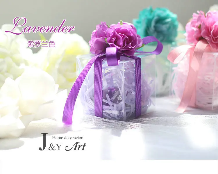 Романтические конфетные коробки с прозрачным шелковым цветком пластиковые