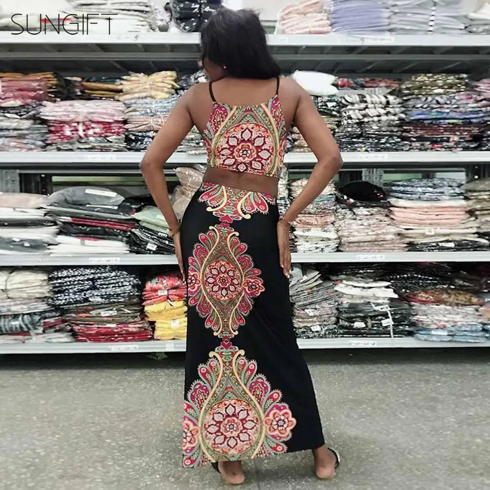 SUNGIFT Dashiki женское платье в африканском стиле с глубоким v-образным вырезом без