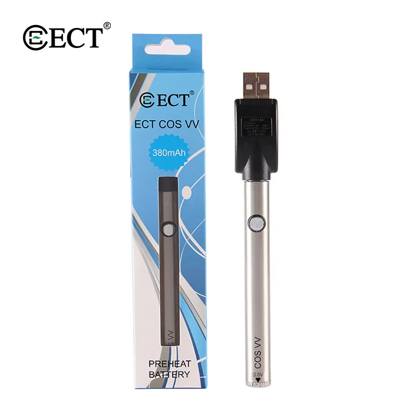 ECT COS Preheat VV аккумулятор 380 мАч Preating battery Vape Mod переменное напряжение для 510 вапорайзер с резьбой с usb-кабелем