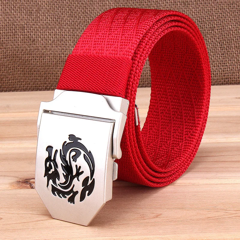 Чистого цвета мужские женские ремень из плотной ткани с узором в виде дракона 110