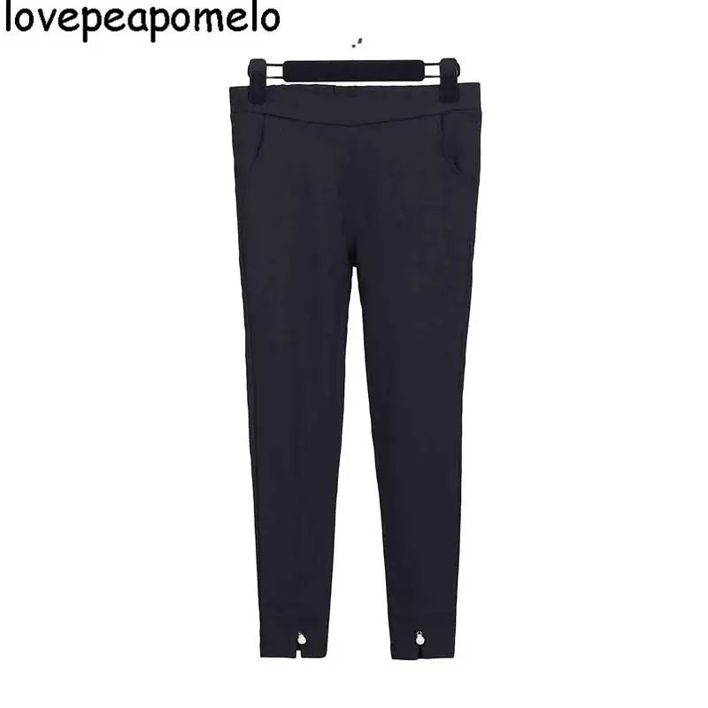 

XL-4XL 2018 Large Size Women's Autumn New Candy Color Nine Pants Fashion Large Size Tight Ladies Pants Feet XL-4XL D175