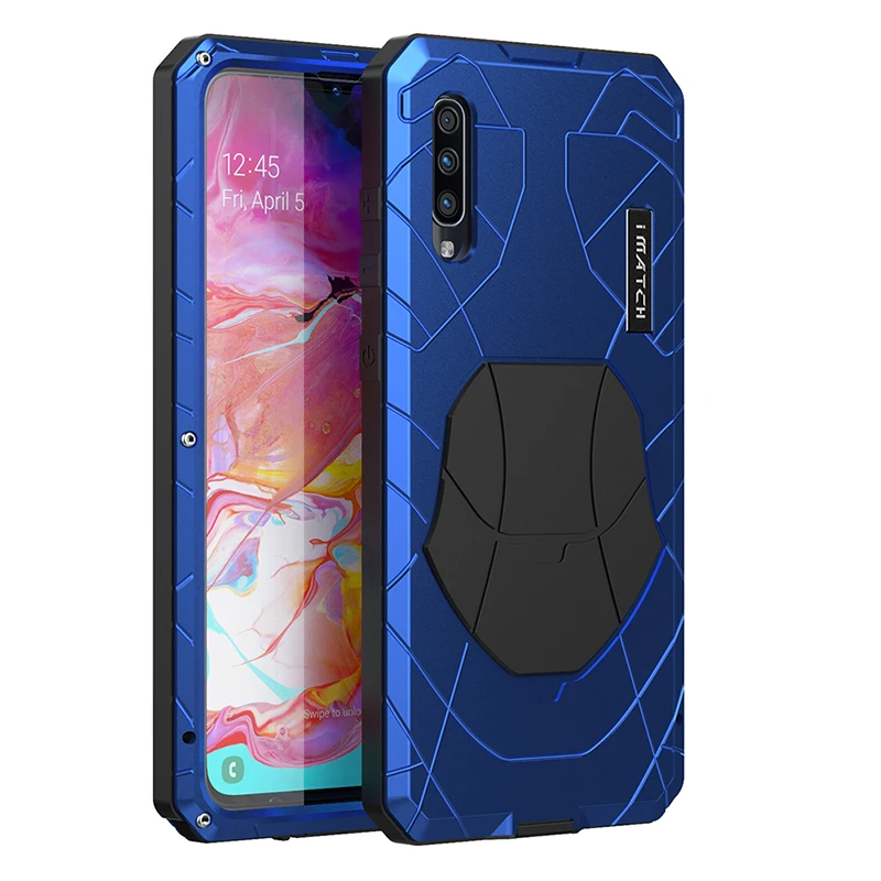 Для samsung Galaxy A70 чехол для телефона жесткий алюминиевый металлический Закаленное стекло Защитная крышка для экрана сверхпрочный защитный силиконовый чехол