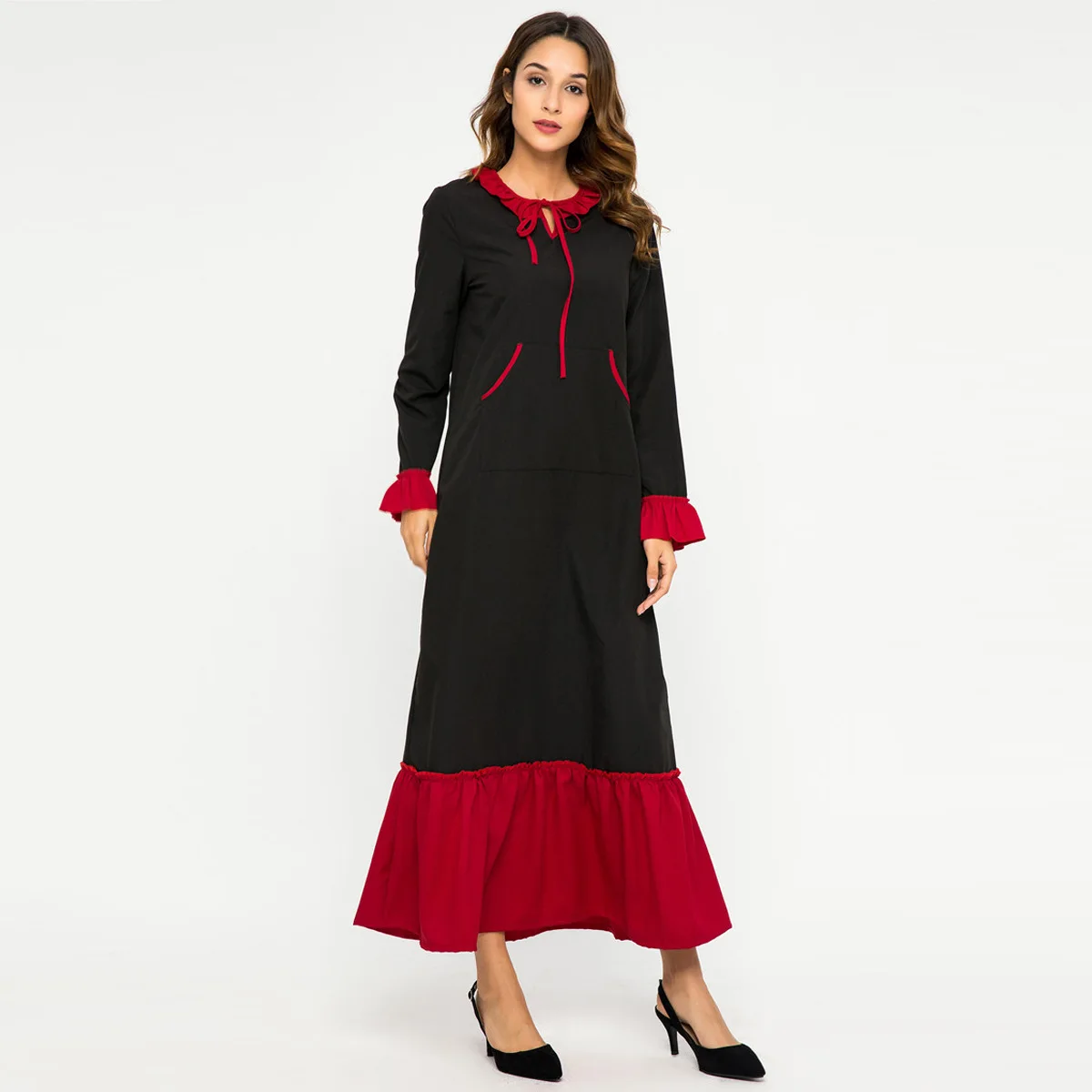 Женский милый галстук с карманом мусульманский Средний Восток абайя кафтан