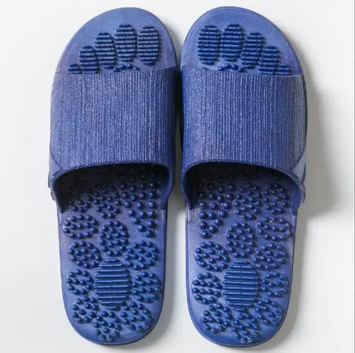 Blue1 COOLSA/мужские сандалии на плоской подошве; однотонные массажные тапочки из ПВХ с мягкой подошвой; домашние тапочки для путешествий, отелей; пляжные вьетнамки; мужские шлепанцы - Цвет: Blue1