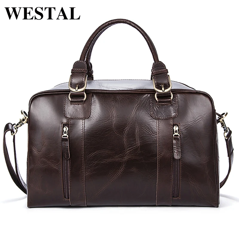 WESTAL Мужские Из Натуральной кожи Сумка мужская Кожаная Большой Дорожные Сумки