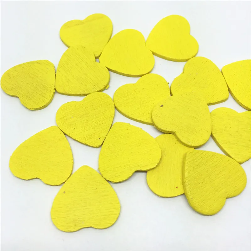 Yellow 100 шт 18 мм 16 цветов деревянные сердца формы Ломтики Для винтажные свадебные столы украшения scaters конфетти - Цвет: Yellow