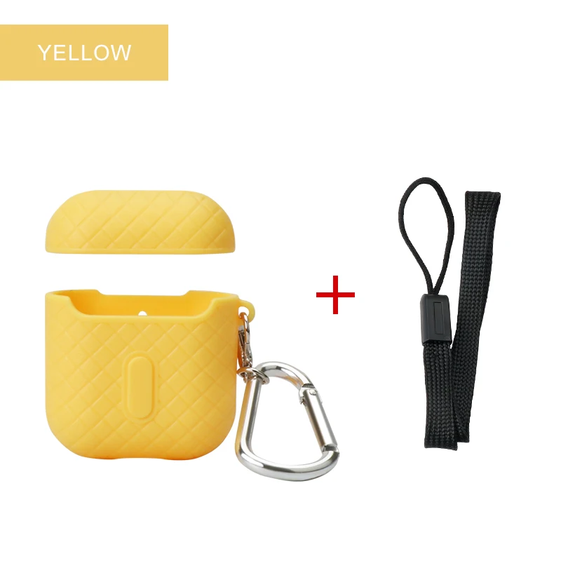 Yellow IKSNAIL силиконовый чехол s для Airpods 1/2 защитный чехол для наушников для Apple, беспроводной Bluetooth Airpod 2 противоударный с крючком - Цвет: Yellow