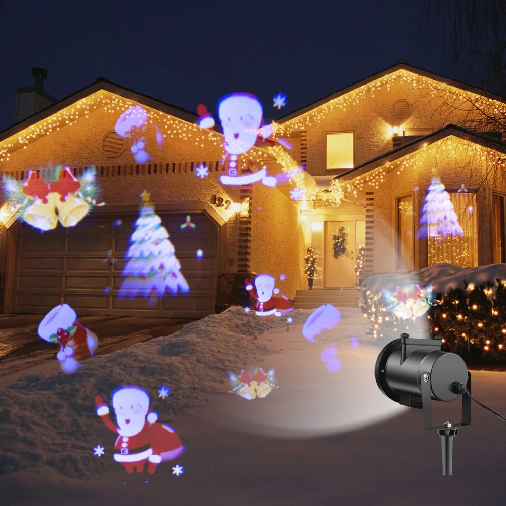 Фото Светодиодный прожектор в виде снежинки RGB 12 видов садовый ландшафтный светильник(Aliexpress на русском)