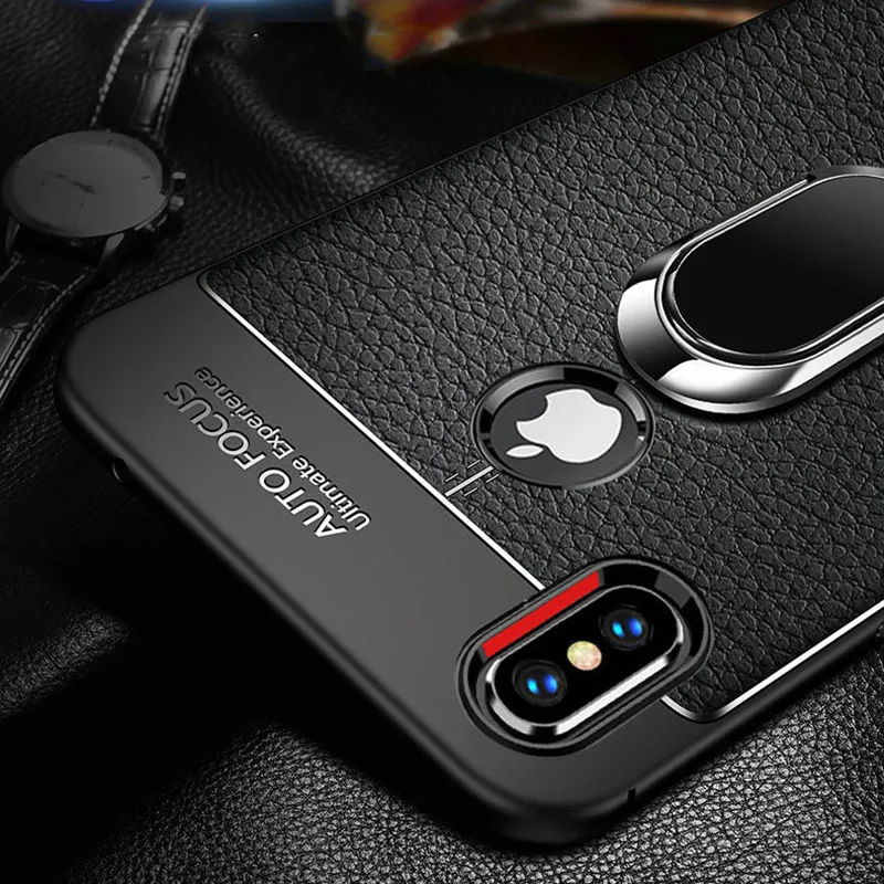 luxury Soft Silicone Leather Back cover for iPhone 11 pro XR XS Max With Magnetic Car Holder Case 7 8 6 6S Plus case |